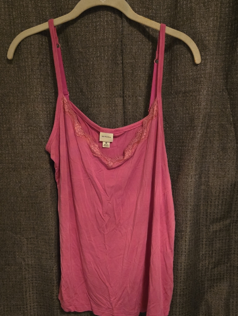 Merona Pink Lace-Trim Spaghetti Strap Cami